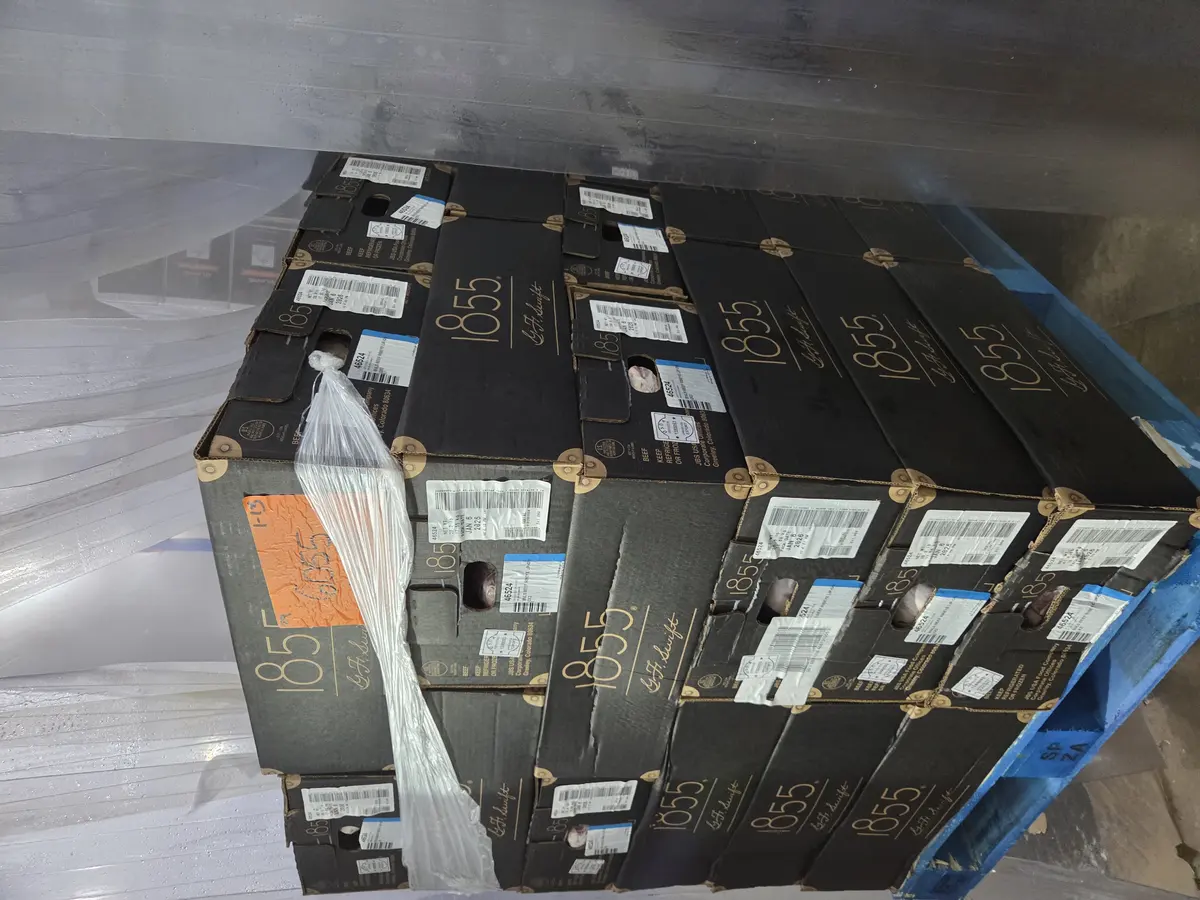 Pallet de cajas 1855 en cámara frigorífica